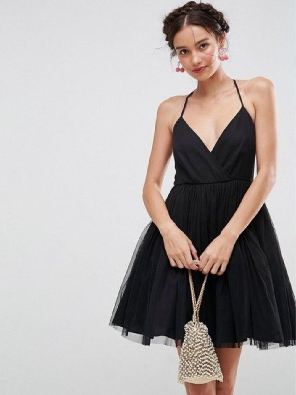 ASOS Black Tulle Mini Dress (Size 4)